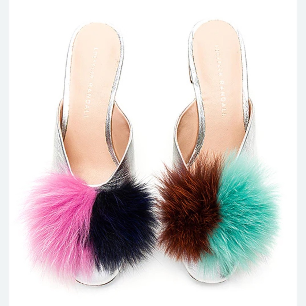 Lulu Fox Fur Mule in Multi & Silver